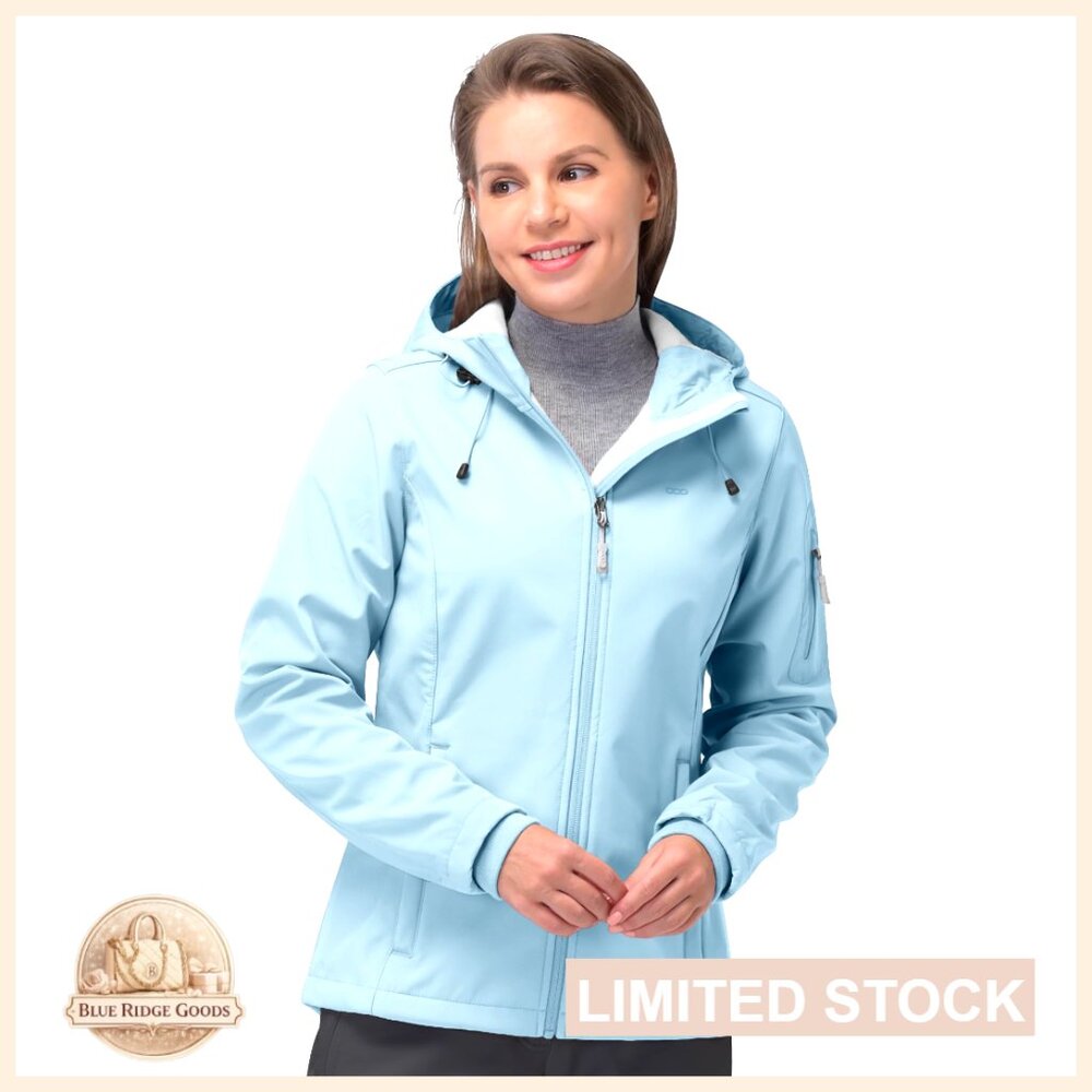 Fleece Lined Softshell Jacket Light Hooded Windpr… - image 1